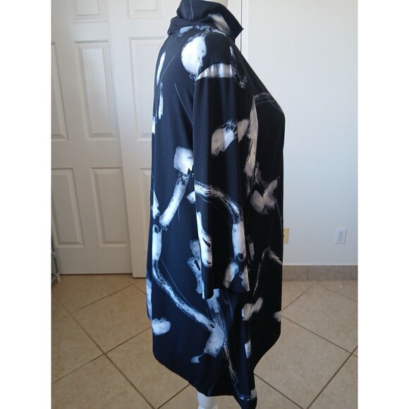 Grace The Perfect Fit Womens Blouse Tunic 2X Black Mock Neck 3/4 Sleeve - Picture 3 of 15